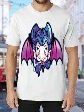 Vampire Bat Graphic Tee - White with Purple & Blue
